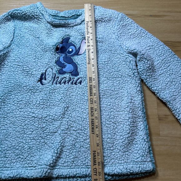 Disney Fleece Pullover Sweater Ohana Stitch Teal Women's Sz M (8-10) Super Soft - Picture 4 of 9